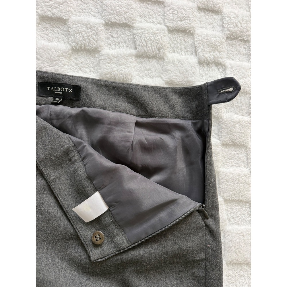 Talbots Petites Gray Wool Blend Side Zip Dress Pants Size 10P Straight Leg -EUC - Picture 9 of 14